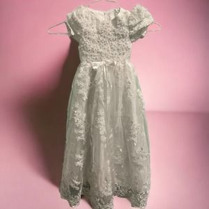 Hand made 3-6 month baptism Christening flower girl formal infant dress